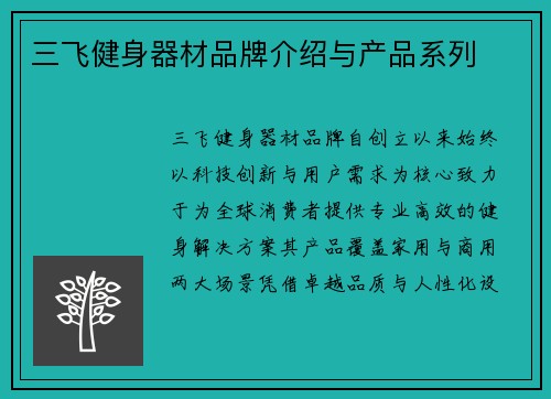 三飞健身器材品牌介绍与产品系列